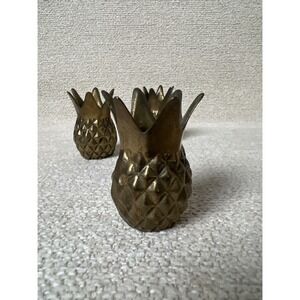 Vintage Brass Pineapple Candle Holders Lot of 3 Decoration Tropical Small